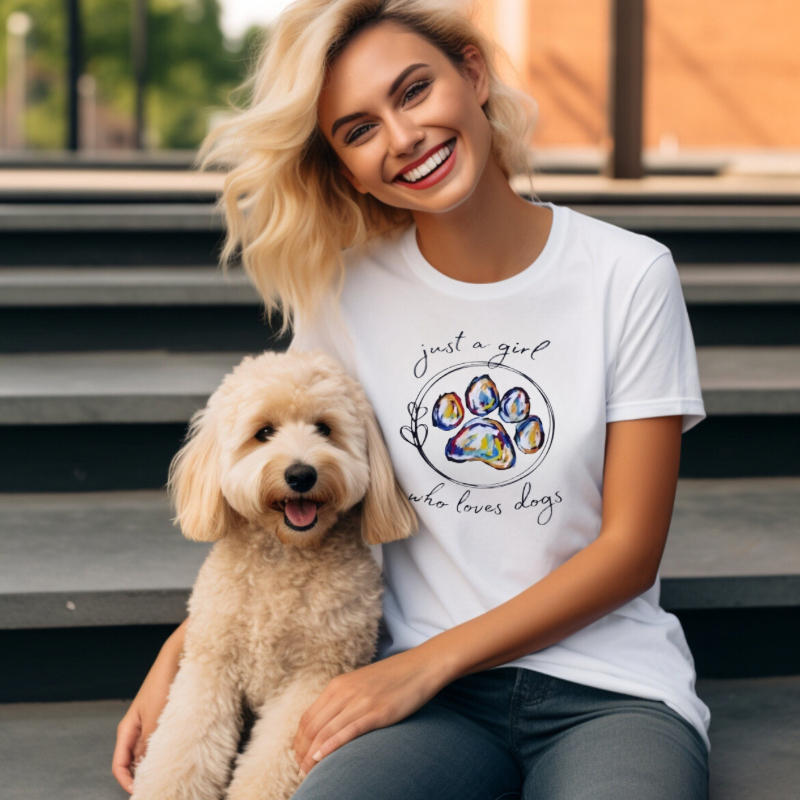 Shit Happens T-shirt - "Just A Girl Who Loves Dogs"