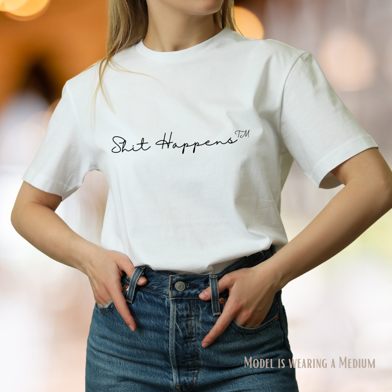 Shit Happens T-shirt - "Shit Happens™️"- Cursive