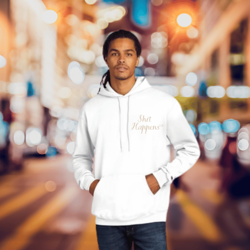 Shit Happens Hoodie - Embroidery Eco Champion Hoodie- "Cursive"